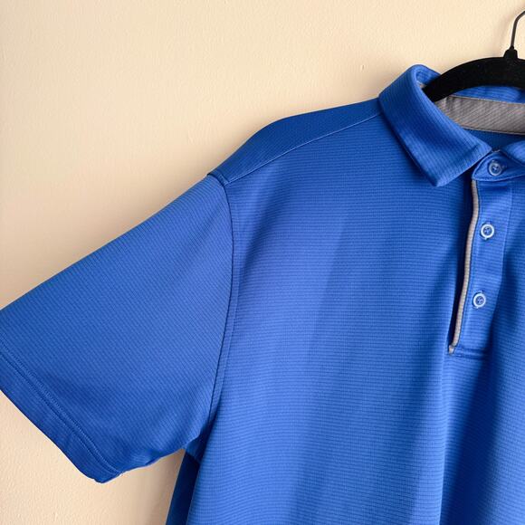 Under Armour Blue Loose Fit Heat Gear Short Sleeve Polo - Large - Picture 2 of 5